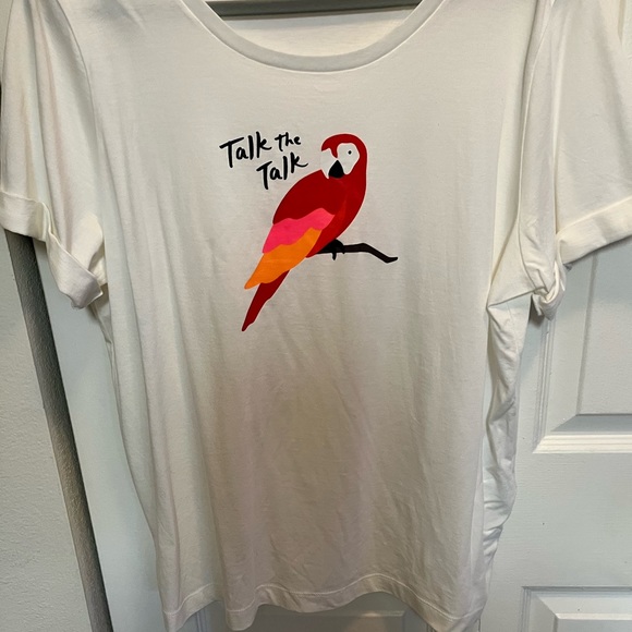 🟡KATE SPADE BROOME STREET PRE-LOVED AUTHENTIC WHITE & RED PARROT COTTON TSHIRT - Picture 7 of 17